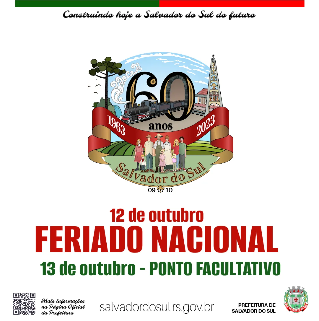 FERIADO NACIONAL - 12 DE OUTUBRO - DIA DE NOSSA SENHORA APARECIDA
